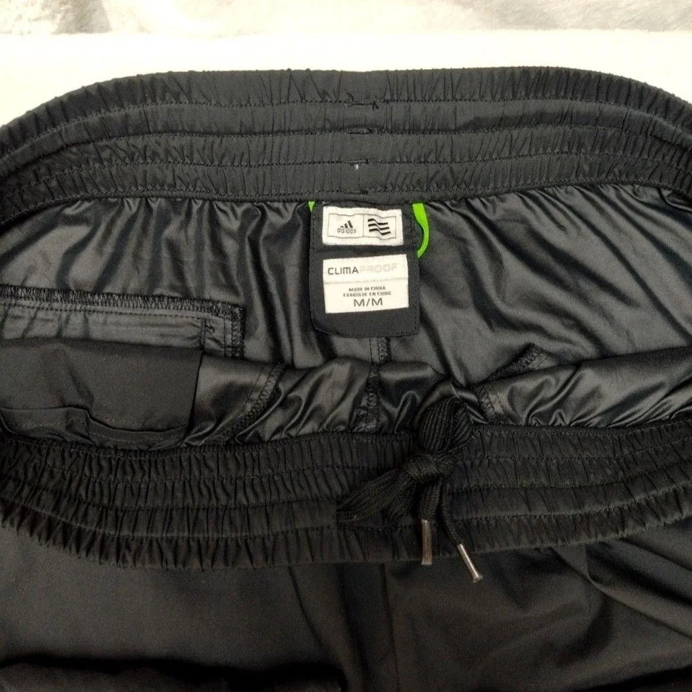 Adidas Track Pants Mens M Black Climaproof Wind Windproof Running Golf Tennis